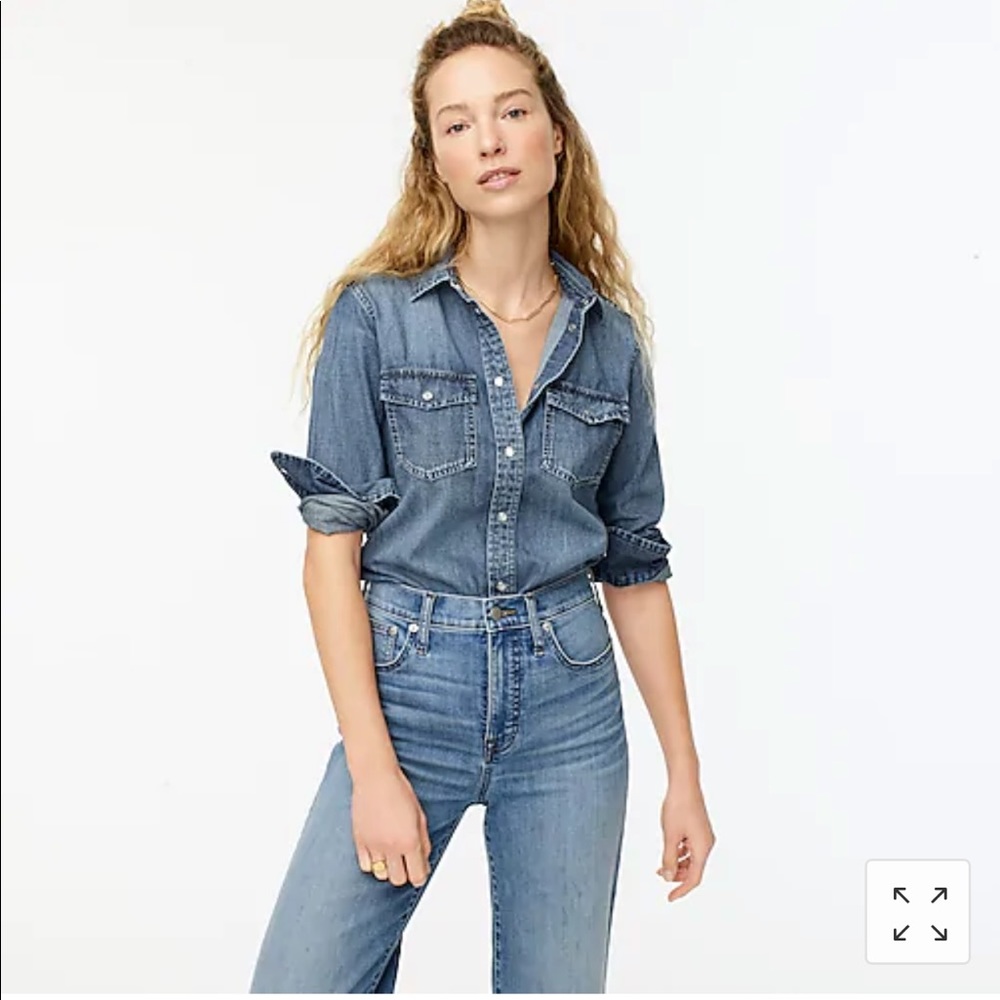 J Crew Washed Western Chambray Top